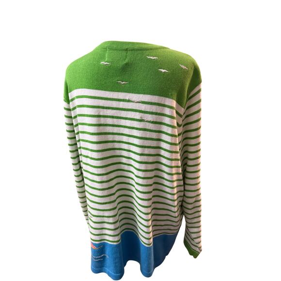 Quacker Factory women's striped cardigan with an embroidered lighthouse - Picture 4 of 8